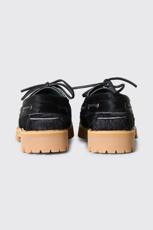 Vinny's Aztec Boat Shoe Pony Hair Black