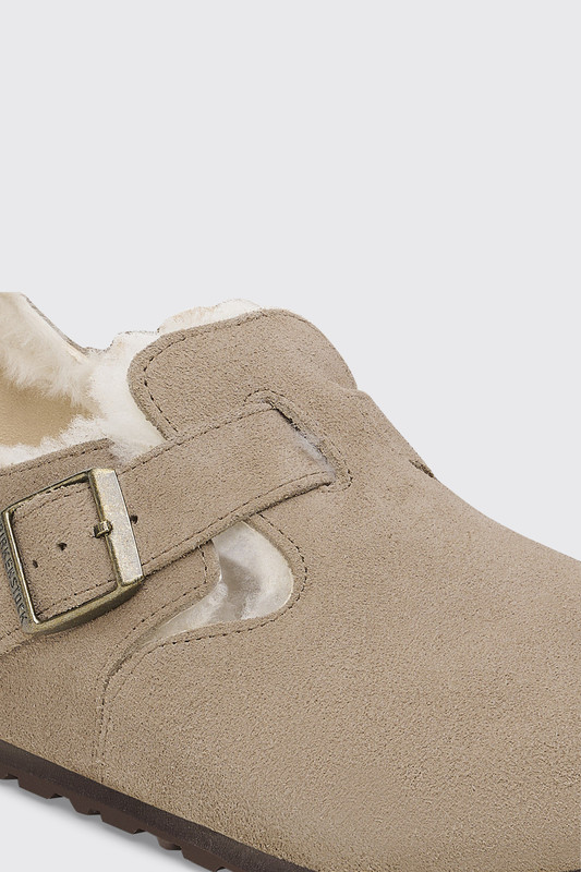 Birkenstock London Shearling Suede Leather Narrow Taupe