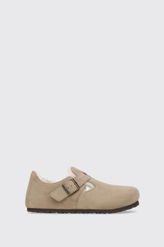 Birkenstock London Shearling Suede Leather Narrow 1028470 Taupe