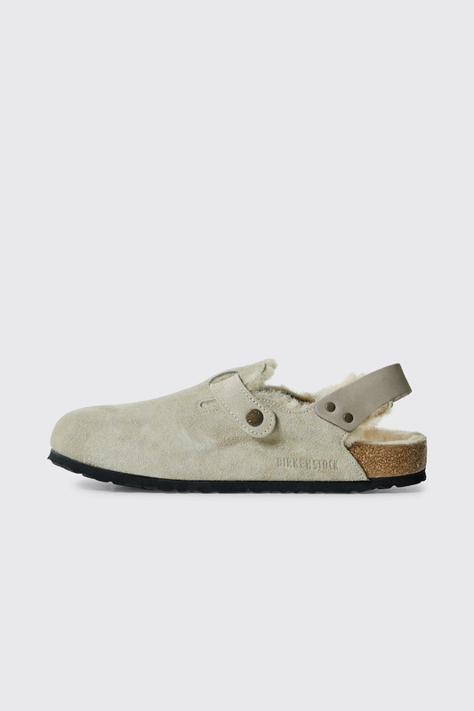 Birkenstock Tokio Shearling Suede Leather Narrow Taupe