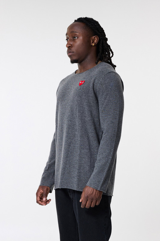 Comme des Garçons PLAY Sweater Red Emblem Grey