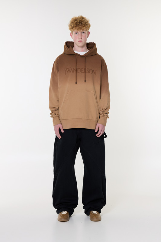 ★J W ANDERSON★ Logo embroidery gradient hood Tobacco JW019 JW Anderson Logo Embroidery Gradient Hoodie Tobacco - Calico