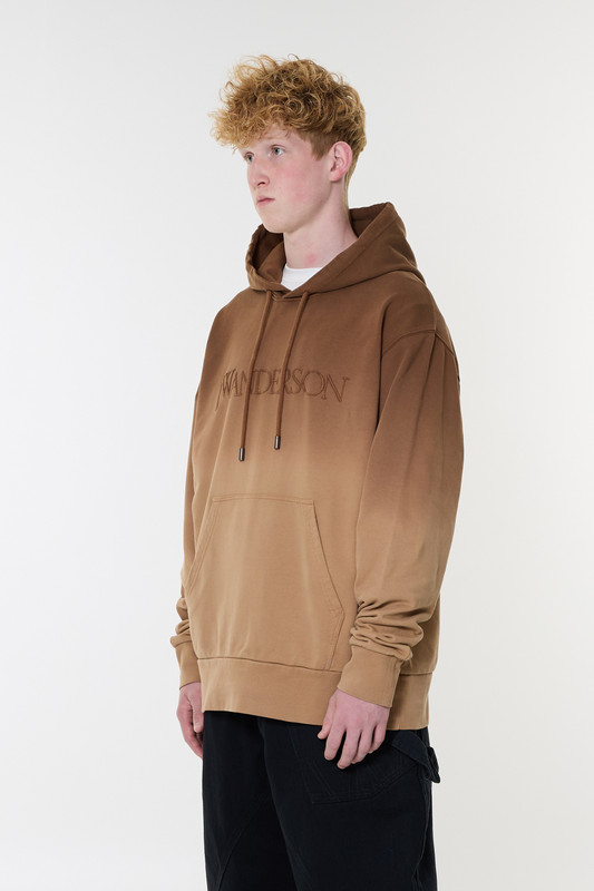 JW Anderson Logo Embroidery Gradient Hoodie Tobacco
