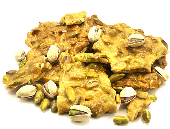 The Ultimate Pistachio Brittle hand-crafted on site.
We also make Chili Pistachio Brittle, chocolate covered Pistachio brittle, Pecan Brittle and 3 Nut (Cashew,Pecan & Pistachio) Brittles.
