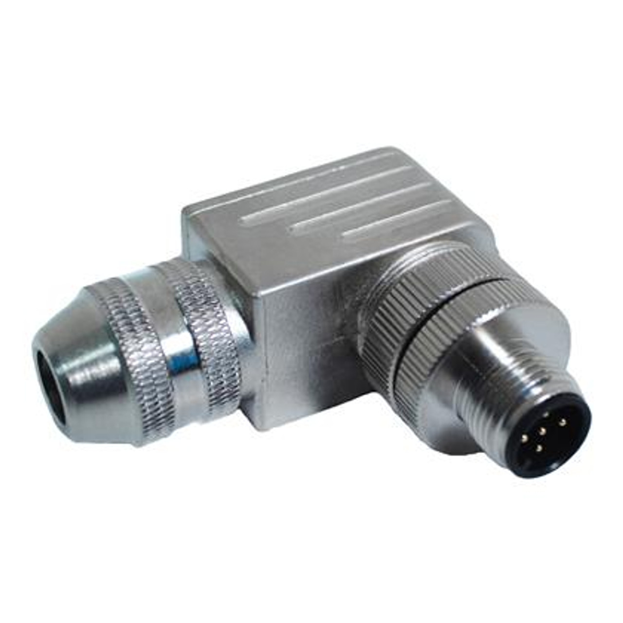 Mueller BU-12ZS45-PG7 M12 Connector, 5-Position Male Right Angle, 22-26AWG