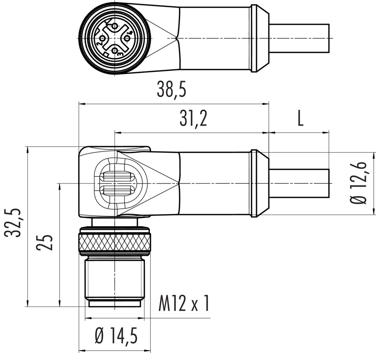 77 9753 4527 64704-0030  binder M12/RJ45 Connecting cable male angled  connector - RJ45 connector, Contacts: 4, shielded, molded/crimp, IP67,  Ethernet CAT5e, TPE, black, 2 x 2 x AWG 24, 0.3 m