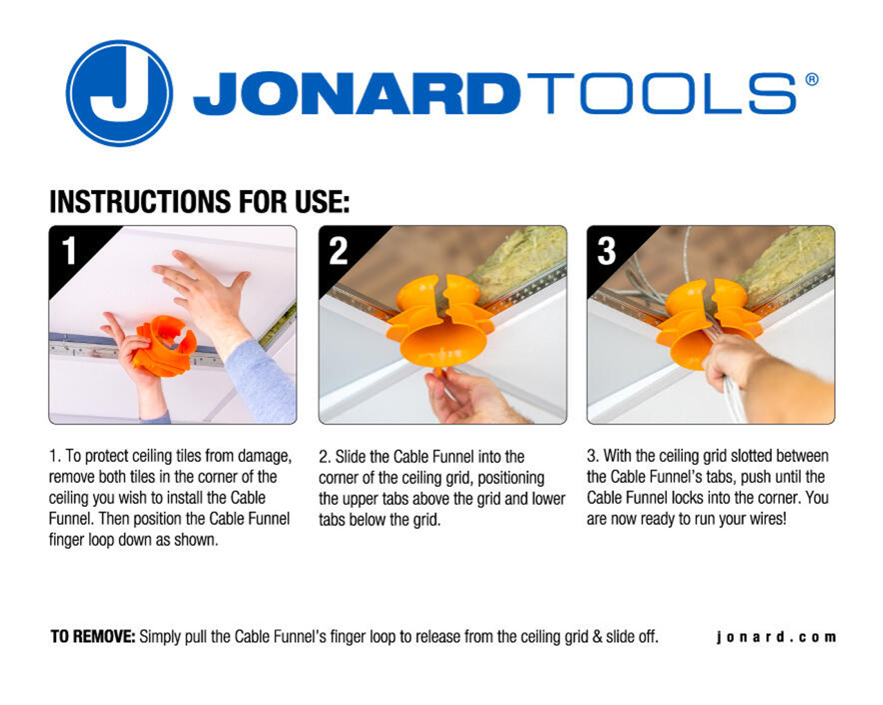 Jonard Tools - CPF-215 - Cable Funnel Drop Ceiling Protector