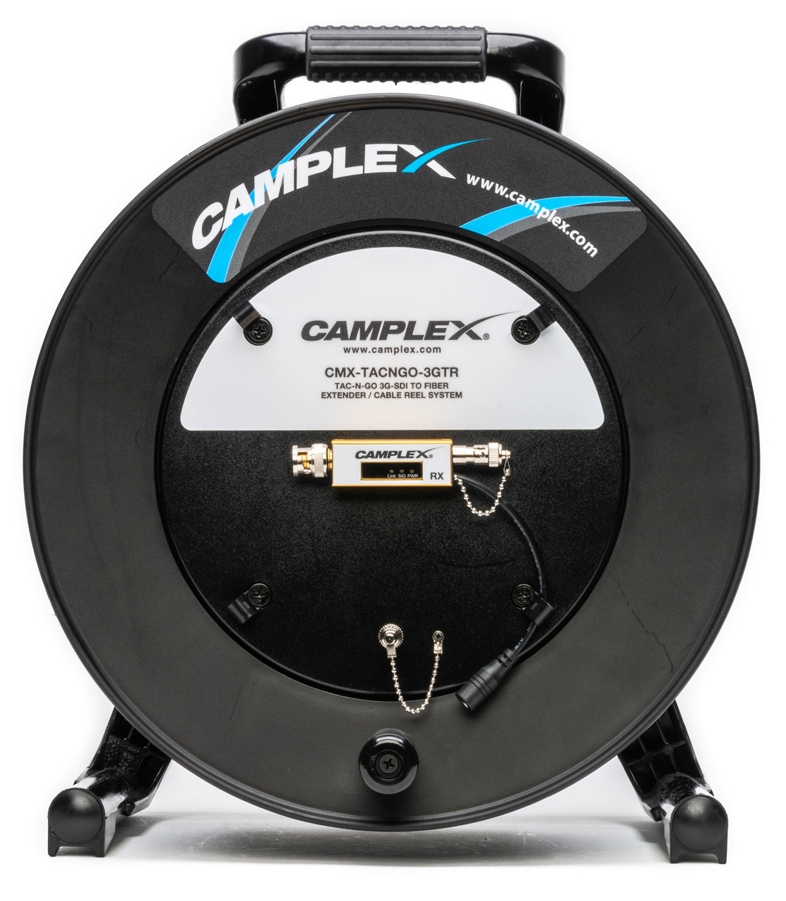 Camplex - CMX-TACNGO-3GTR - 3G-SDI to Fiber Optic Converter/Extender & Tactical Cable Reel System - 1000 Foot