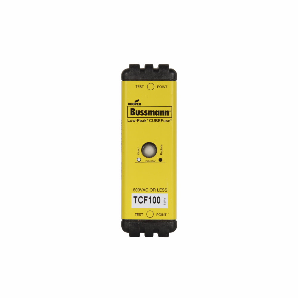 Bussmann TCF100 Time Delay Cube Fuse – 600VAC/300VDC – 100 Amp – Blade Style – DIN Rail Mount