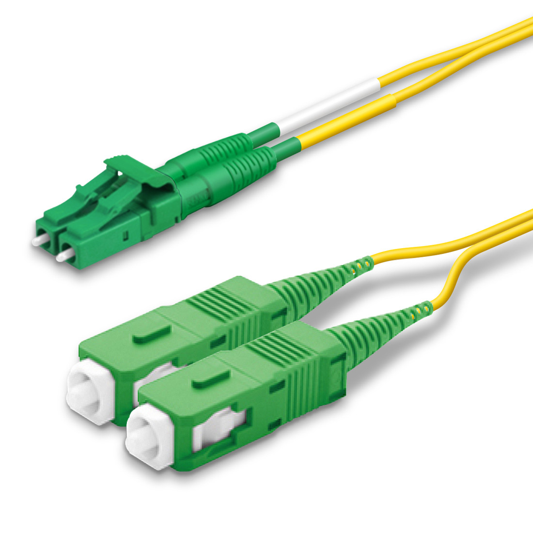 LC APC to SC APC Duplex Fiber Patch Cable, OS2 2.0mm PVC, TAA Compliant ...