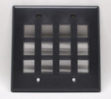 12-Port Double Gang Faceplate w/o Labeling, Black - DKF-12-BK {Qty. 10, $2.50/ea.}