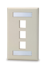 3-Port Single Gang Keystone Faceplate w/ Labeling, D.Ivory - SKFL-3-DI {Qty. 10, $1.60/ea.}