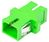 SC to SC APC Fiber Adapter Simplex Singlemode with Zirconia Sleeve & Plastic Flange - Green