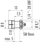 Binder 09-9791-30-05 Snap-In IP40 Male panel mount connector, Contacts: 5, unshielded, solder, IP40