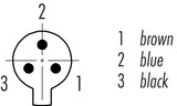 Binder 79-9001-15-03 Snap-In IP40 Male cable connector, Contacts: 3, unshielded, moulded on the cable, IP40, PVC, black, 3 x 0.25 mm², 5 m