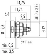 Binder 09-4707-00-03 Micro Push-Pull  IP67 Male panel mount connector, Contacts: 3, unshielded, solder, IP67