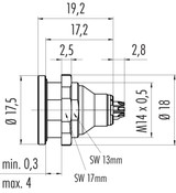 Binder 09-4927-015-07 Push-Pull Male panel mount connector, Contacts: 7, unshielded, solder, IP67