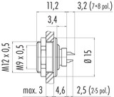 Binder 09-0416-80-05 M9 IP67 Female panel mount connector, Contacts: 5, unshielded, solder, IP67, front fastened