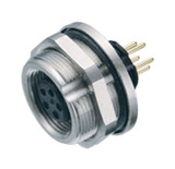 Binder 09-0408-90-03 M9 IP67 Female panel mount connector, Contacts: 3, unshielded, THT, IP67, front fastened | American Cable Assemblies