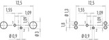 Binder 09-0404-30-02 M9 IP67 Female panel mount connector, Contacts: 2, shieldable, THT, IP67, front fastened