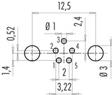 Binder 09-0416-55-05 M9 IP67 Female angled panel mount connector, Contacts: 5, shieldable, THT, IP67, front fastened