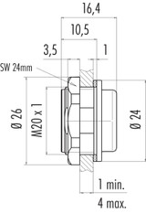 Binder 08-2434-000-001 Snap-In IP67 Adapter, unshielded, VDE, front fastened