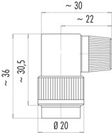 Binder 99-0666-70-19 Bayonet Female angled connector, Contacts: 19, 4.0-6.0 mm, unshielded, solder, IP40