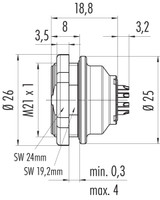 Binder 09-4840-81-14 Push-Pull Female panel mount connector, Contacts: 14, shieldable, solder, IP67, front fastened