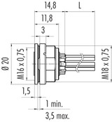 Binder 09-0128-702-07 M16 IP67 Female panel mount connector, Contacts: 7 (07-a), unshielded, single wires, IP67, UL