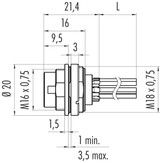 Binder 09-0173-702-08 M16 IP67 Male panel mount connector, Contacts: 8 (08-a), unshielded, single wires, IP68, UL, AISG compliant