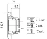 Binder 09-0036-00-03 M25 Female panel mount connector, Contacts: 3, shieldable, solder, IP40