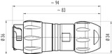 Binder 99-6489-000-05 Bayonet HEC Male cable connector, Contacts: 4+PE, 7.0-17.0 mm, unshielded, crimping (Crimp contacts must be ordered separately), IP68/IP69K, UL, VDE