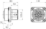 Binder 09-6492-000-05 Bayonet HEC Female panel mount connector, Contacts: 4+PE, unshielded, crimping (Crimp contacts must be ordered separately), IP68/IP69K, UL, VDE