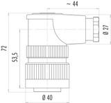 Binder 99-0718-70-13 RD30 Female angled connector, Contacts: 12+PE, 10.0-12.0 mm, unshielded, solder, IP65