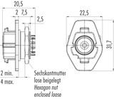 Binder 09-1724-000-12 ELC Female panel mount connector, Contacts: 12, unshielded, solder, IP54