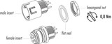 Binder 99-9135-490-12 Snap-In IP67 (miniature) Male panel mount connector, Contacts: 12, unshielded, THT, IP67