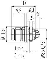 Binder 99-9212-400-04 Snap-In IP67 (subminiature) Female panel mount connector, Contacts: 4, unshielded, solder, IP67