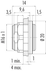 Binder 08-2629-400-001 Snap-In IP67 (subminiature) Adapter, unshielded, screwable from the front