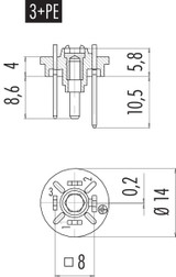 Binder 43-1903-000-04 Size C Male power connector, Contacts: 3+PE, unshielded, solder, IP40 without seal, ESTI+, VDE