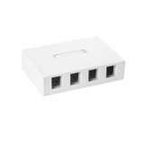 HellermannTyton SMBQUAD-W Enclosures, Boxes, & Cases Surface Mount Box, Plenum Rated, 4-Port, 4.52" x 1.10" x 3.27", PVC, White, 1/pkg | American Cable Assemblies