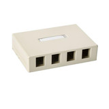 HellermannTyton SMBQUAD-I Enclosures, Boxes, & Cases Surface Mount Box, Plenum Rated, 4-Port, 4.52" x 1.10" x 3.27", PVC, Ivory, 1/pkg | American Cable Assemblies
