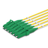 6 LC Simplex connectors, labelled, green