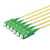 6 SC Simplex connectors, labelled, green