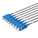 8 SC Simplex connectors, labelled, blue