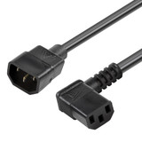 C13 90° Right Angle to C14 IEC320 Power Cord, 14 AWG SJT, NACC, TAA Compliant - Made in USA