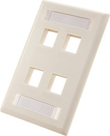 KEYSTONE WALL PLATE W/ ID WINDOW - 4 PORT