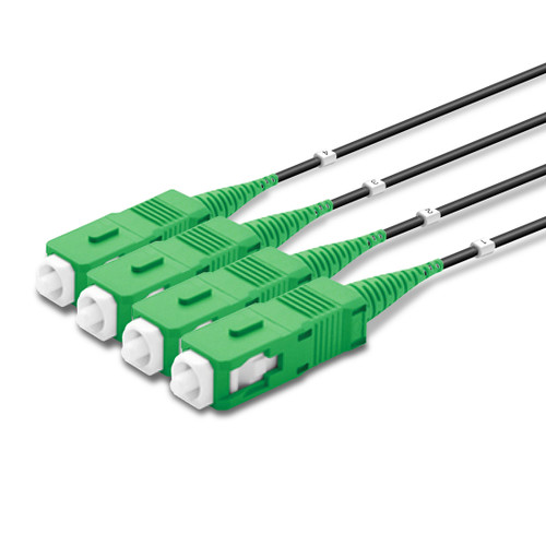4 SC Simplex connectors, labelled, green