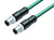 Binder 77-4529-4529-34704-0200 M12-D Connecting cable 2 male cable connectors, Contacts: 4, shielded, moulded on the cable, IP67, Ethernet CAT5e, TPE, blue green, 2 x 2 x AWG 24, 2 m | American Cable Assemblies