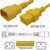 IEC320 C14 Male Plug to C19 Connector 0.6 meters / 2 feet 15A/250V 14/3 SJT Yellow - Power Cord