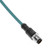 Mencom MDE45PB-4MP-15M Ethernet, Cordset, Shielded Cable, Not shielded to coupling nut,4 Pole, M12 D-Coded Male Straight, 15M, Teal, PUR | American Cable Assemblies